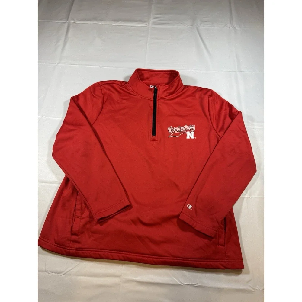 Champion Nebraska Huskers Cornhuskers Men's XXL Red Quarter Zip Pullover Jacket